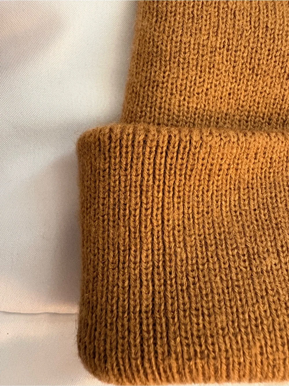 Timberland Mustard Tan Knit Beanie with Logo Patch